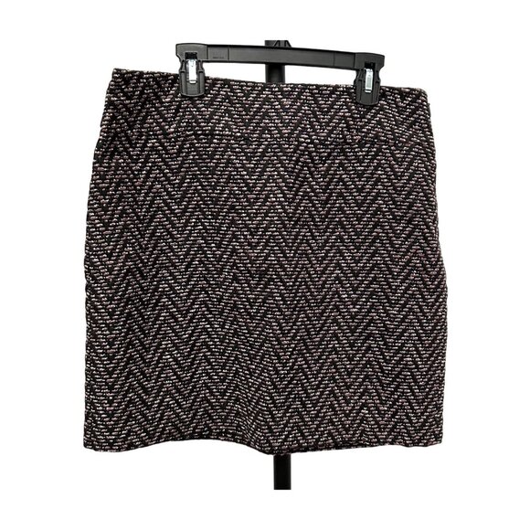 Ann Taylor Loft Womens Chevron Tweed Skirt Size 6 Black & White - Picture 1 of 9